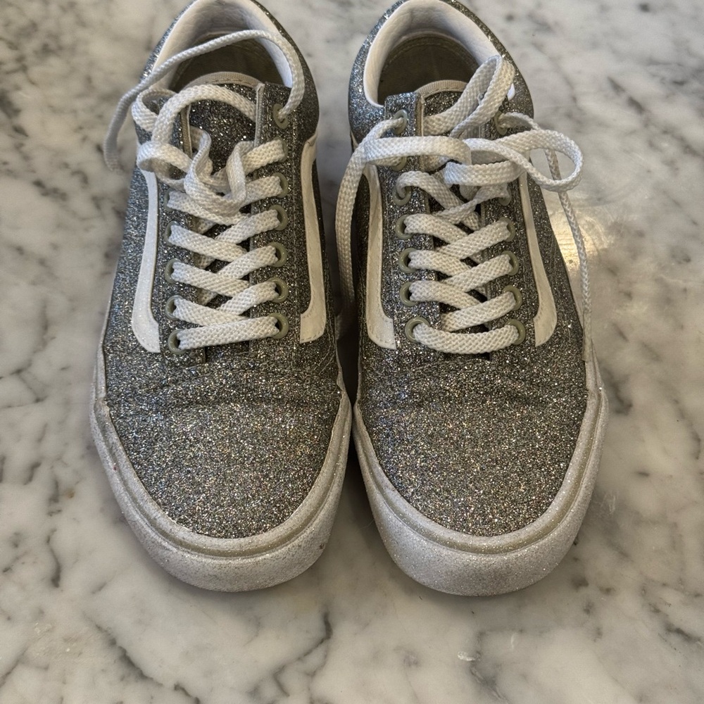 Vans Silver Glitter Low Top Sneakers